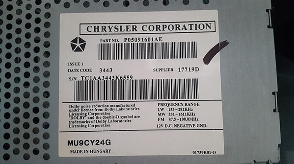 Código De Radio Chrysler