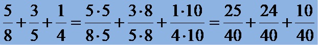 Expand 3 Fractions To Same Denominator
