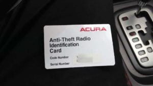 Acura radio code